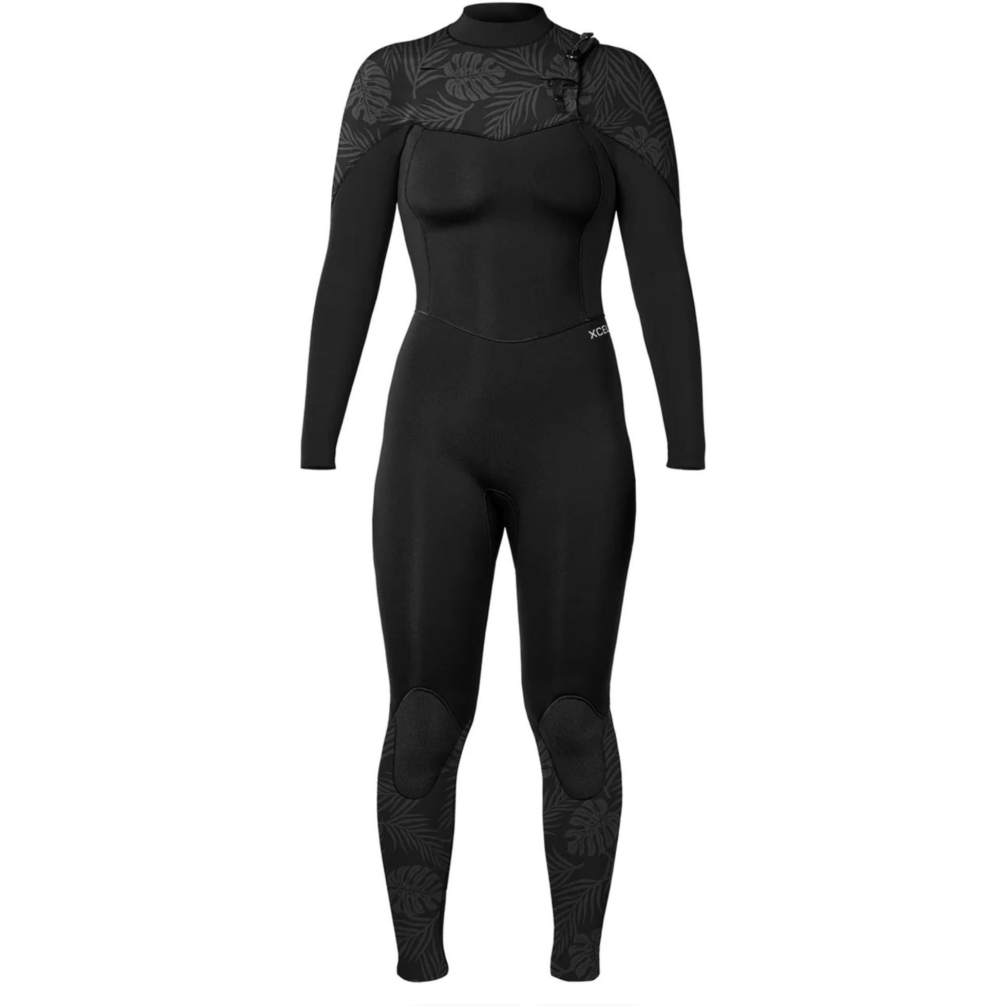 2026 Xcel Da Donna Comp 4/3mm Chest Zip Muta WN43ZXC4P - Black / Palm Print